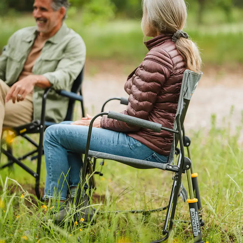Patented Spring-Action Freestyle Rocker with Side Table - Choice 853 - Freestyle Rocker Portable Outdoor Folding Chair Detail