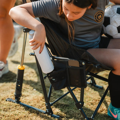 Patented Spring-Action Pod Rocker Elite - Choice 832 - Heavy-Duty Kickback Rocker with Beverage Holder Detail
