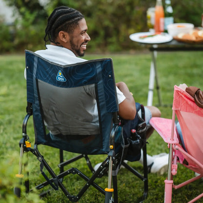 Premium All-Weather Stowaway Rocker - Choice 794 - Heavy-Duty Kickback Rocker with Beverage Holder Detail
