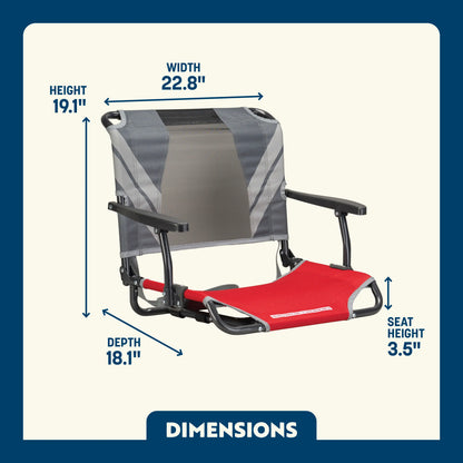 Ergonomic Back-Support Big Comfort Stadium Chair with Armrests - Choice 465 - Lightweight Folding Bleacher Chair with Cushioning Detail