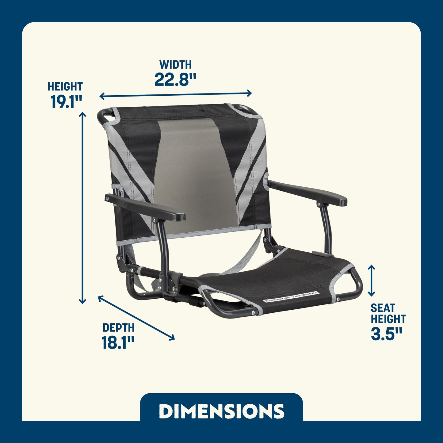 Ergonomic Back-Support Big Comfort Stadium Chair with Armrests - Choice 465 - Lightweight Folding Bleacher Chair with Cushioning Detail