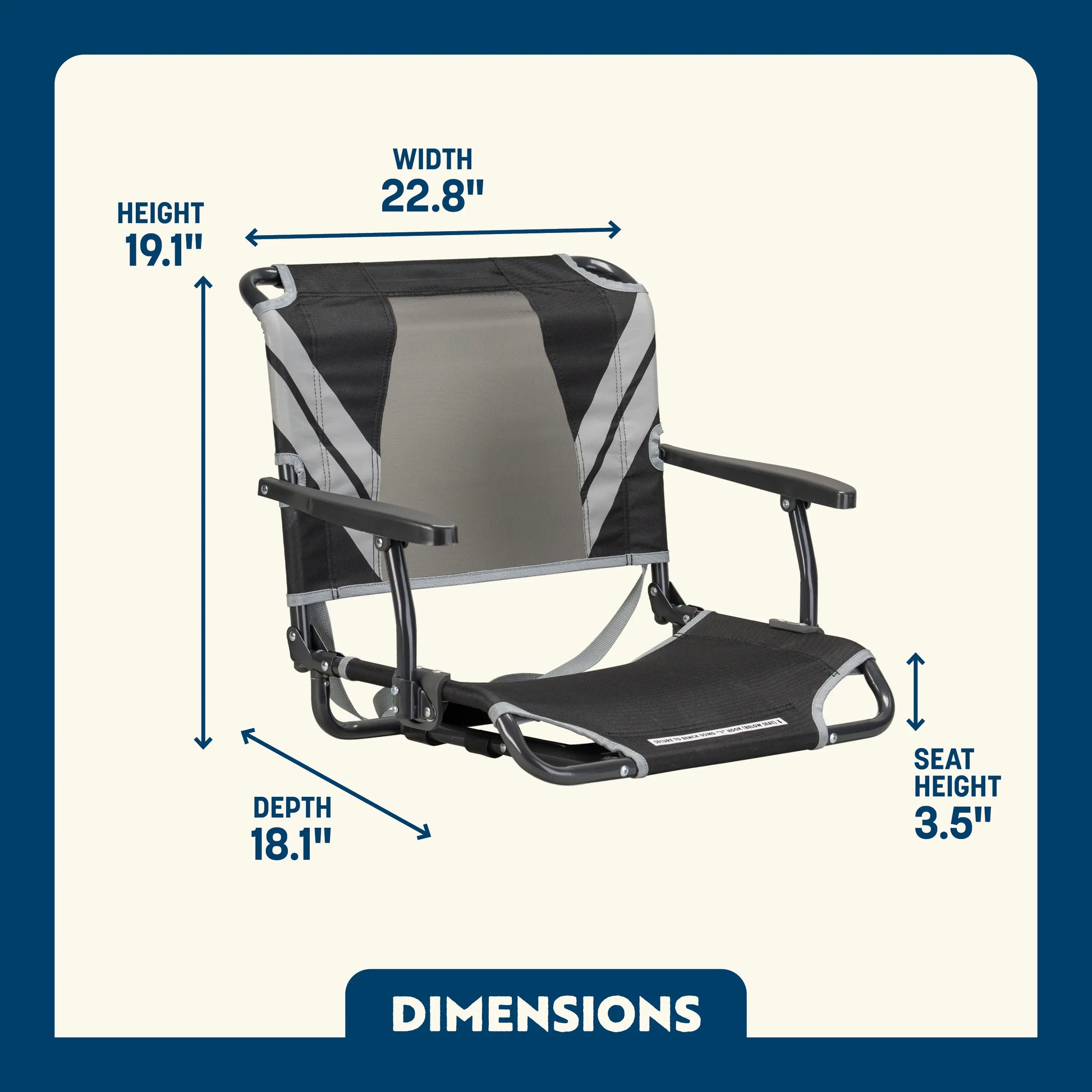 Ergonomic Back-Support Big Comfort Stadium Chair with Armrests - Choice 465 - Lightweight Folding Bleacher Chair with Cushioning Detail