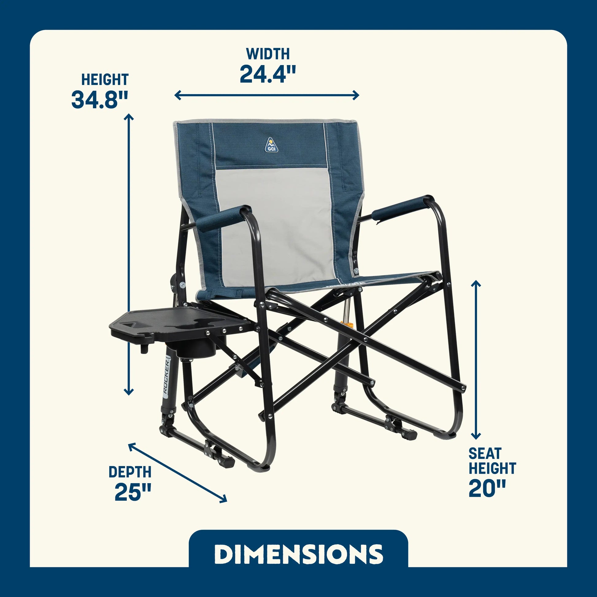 Patented Spring-Action Freestyle Rocker with Side Table - Choice 853 - Freestyle Rocker Portable Outdoor Folding Chair Detail