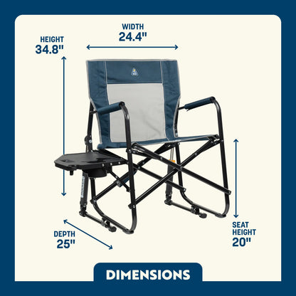 Patented Spring-Action Freestyle Rocker with Side Table - Choice 853 - Freestyle Rocker Portable Outdoor Folding Chair Detail