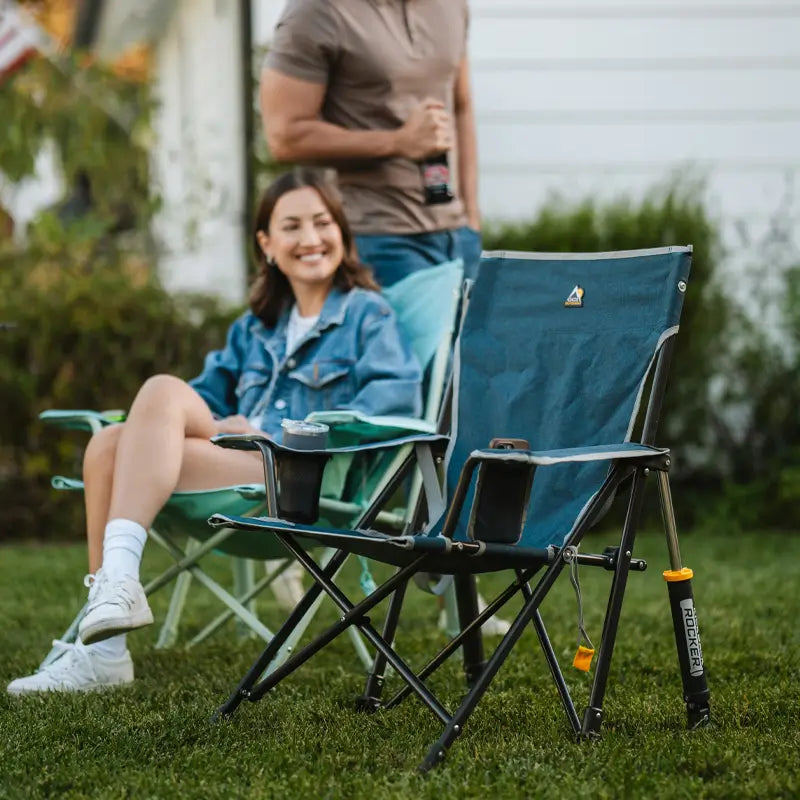 Patented Spring-Action Kickback Rocker - Choice 345 - Heavy-Duty Kickback Rocker with Beverage Holder Detail