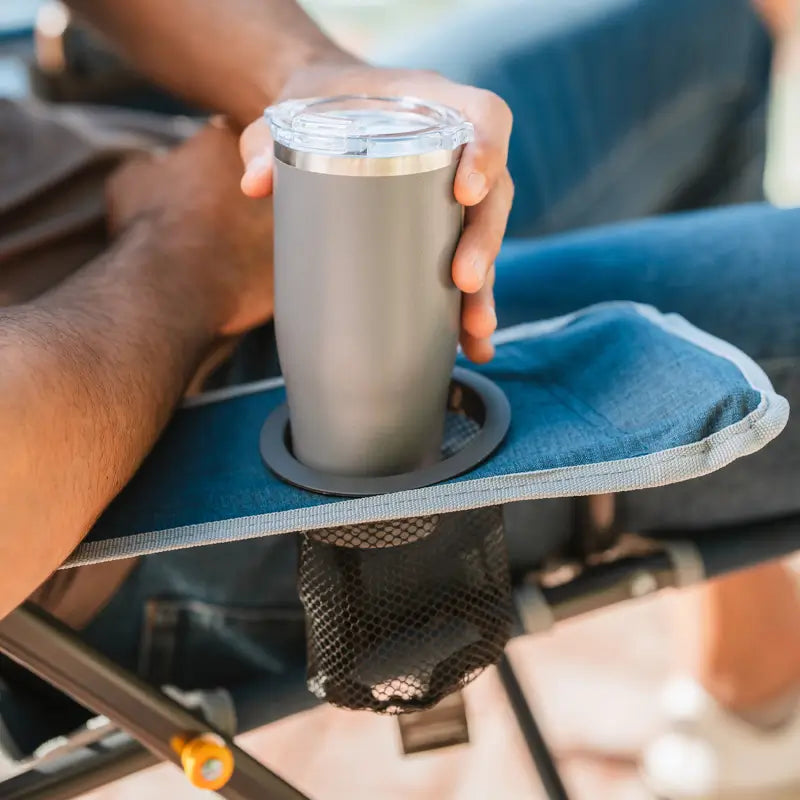 Patented Spring-Action Kickback Rocker - Choice 345 - Heavy-Duty Kickback Rocker with Beverage Holder Detail