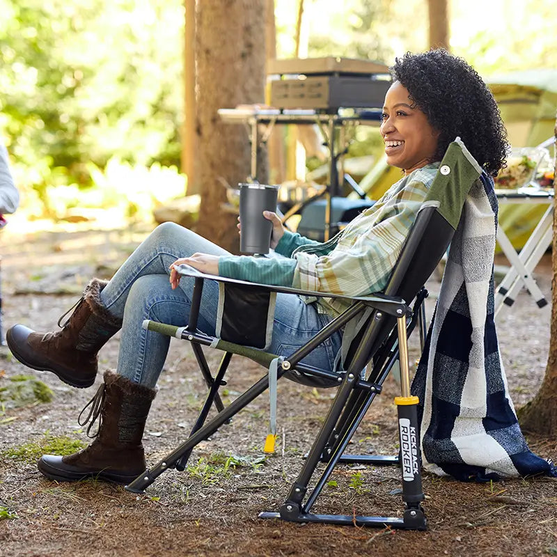 Patented Spring-Action Kickback Rocker - Choice 345 - Heavy-Duty Kickback Rocker with Beverage Holder Detail
