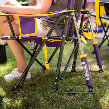 Smooth Motion College Comfort Pro Rocker - LSU Tigers - Choice 880 - Patented Spring-Action Rocking Chair for Camping Detail