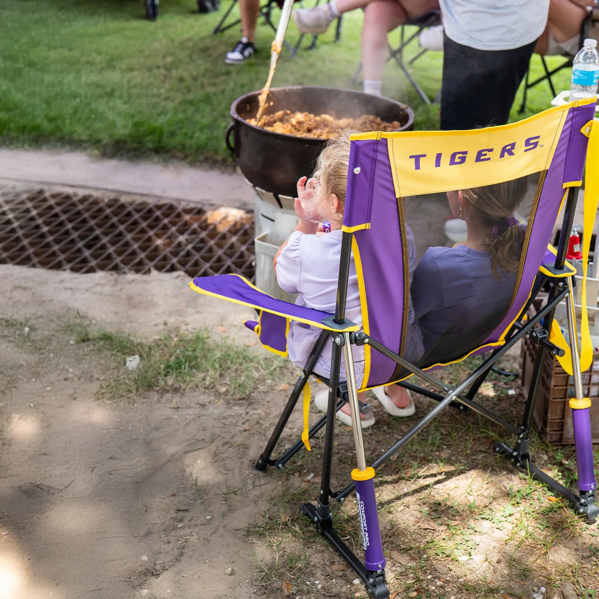 Smooth Motion College Comfort Pro Rocker - LSU Tigers - Choice 880 - Patented Spring-Action Rocking Chair for Camping Detail