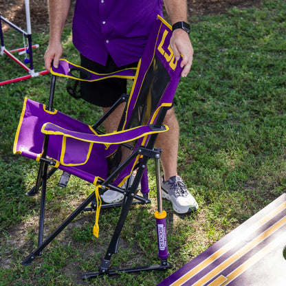Smooth Motion College Comfort Pro Rocker - LSU Tigers - Choice 880 - Patented Spring-Action Rocking Chair for Camping Detail