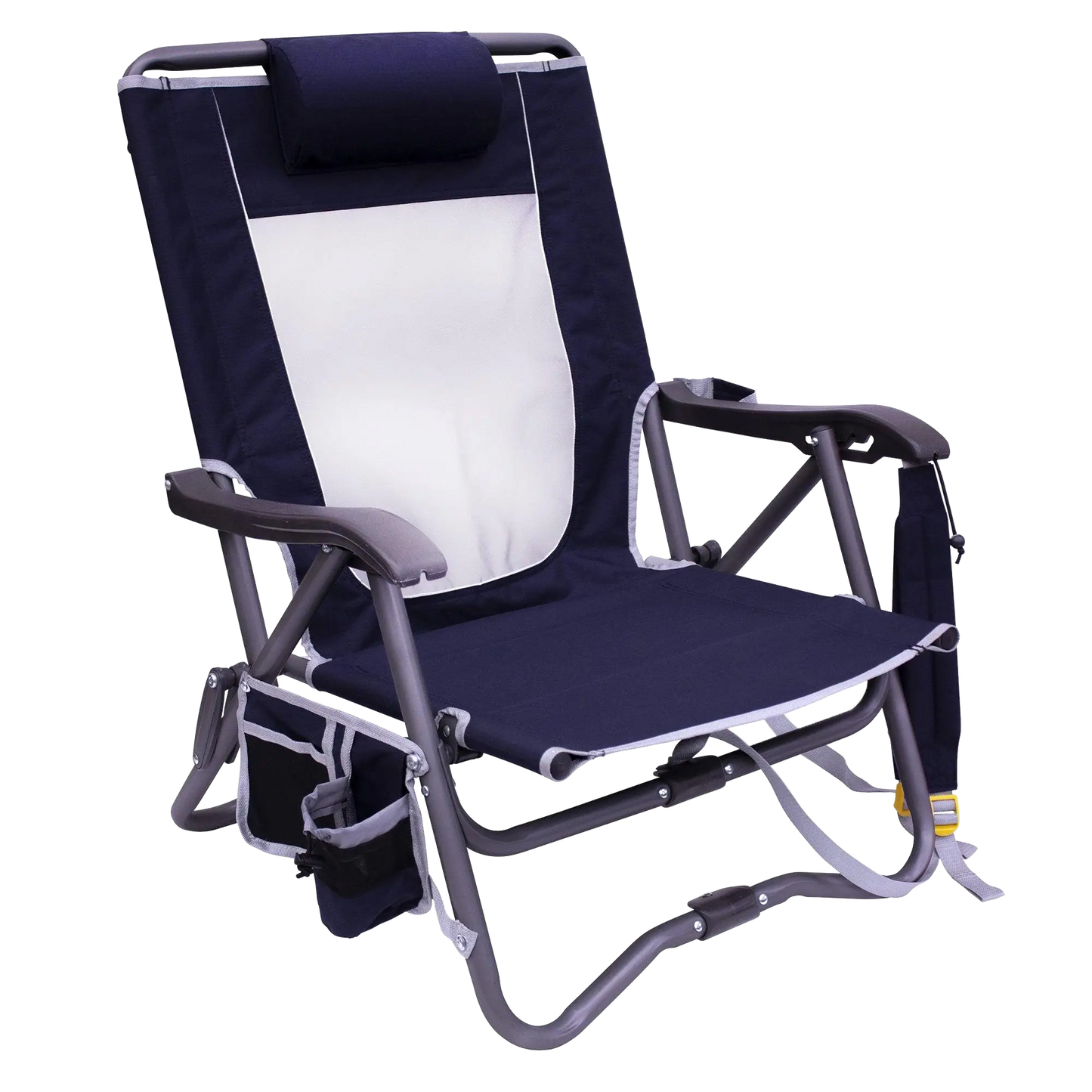 Space-Saving Pico Bi-Fold Slim Event Chair - Choice 334 - Pico Compact Folding Camp Chair with Carry Bag - Indigo
