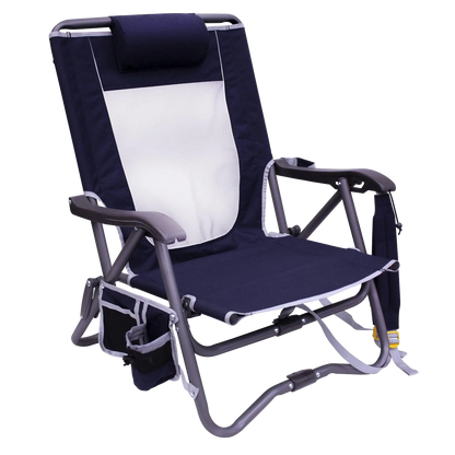 Space-Saving Pico Bi-Fold Slim Event Chair - Choice 334 - Pico Compact Folding Camp Chair with Carry Bag - Indigo