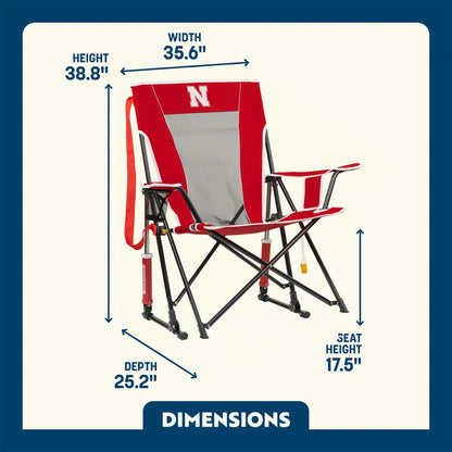 Heavy-Duty Freestyle College Comfort Pro Rocker - Nebraska Cornhuskers - Choice 161 - Freestyle Rocker Portable Outdoor Folding Chair Detail