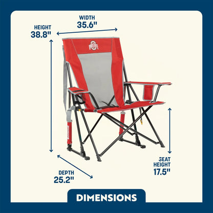 Patented Spring-Action College Comfort Pro Rocker - Ohio State Buckeyes - Choice 676 - Freestyle Rocker Portable Outdoor Folding Chair Detail