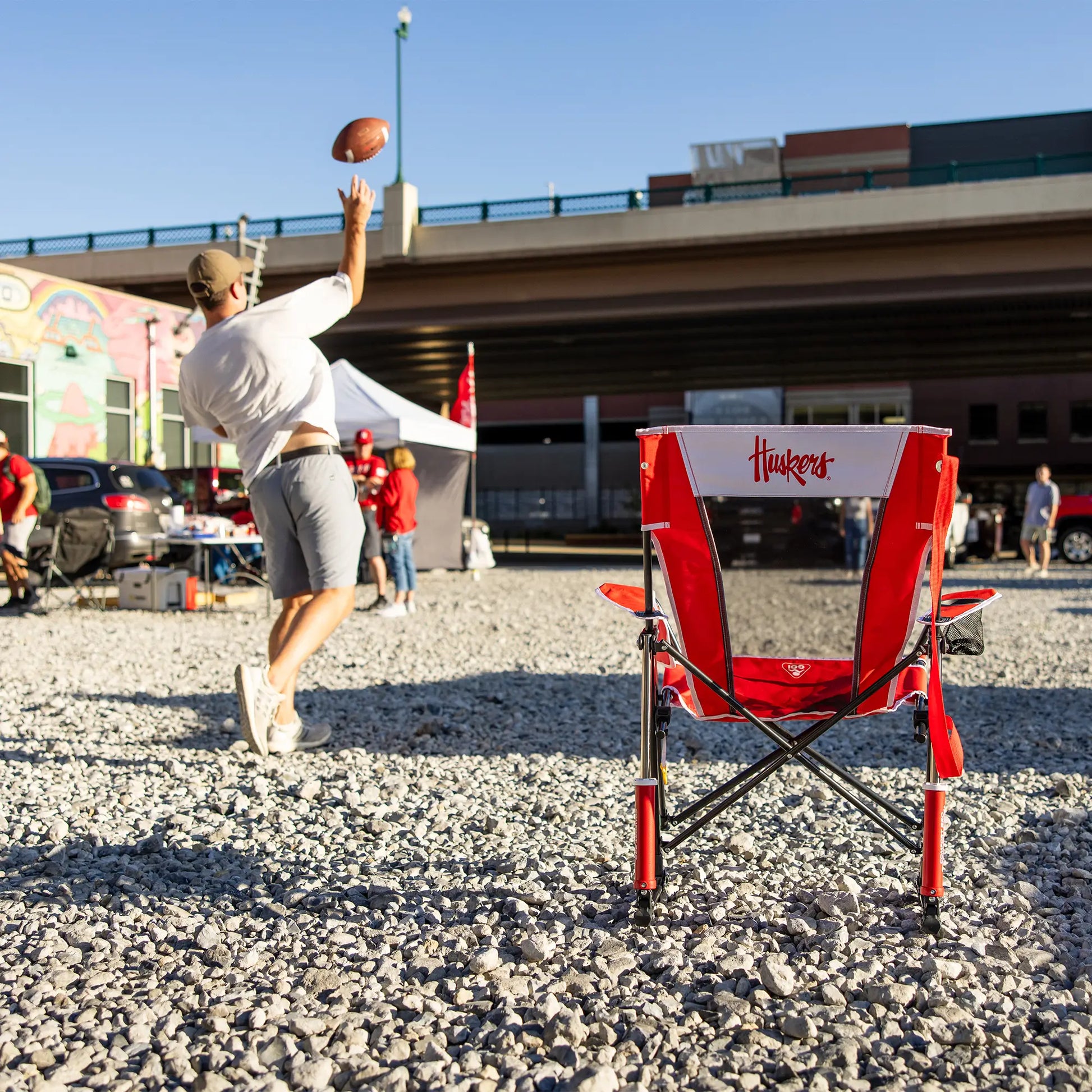 Heavy-Duty Freestyle College Comfort Pro Rocker - Nebraska Cornhuskers - Choice 161 - Freestyle Rocker Portable Outdoor Folding Chair Detail