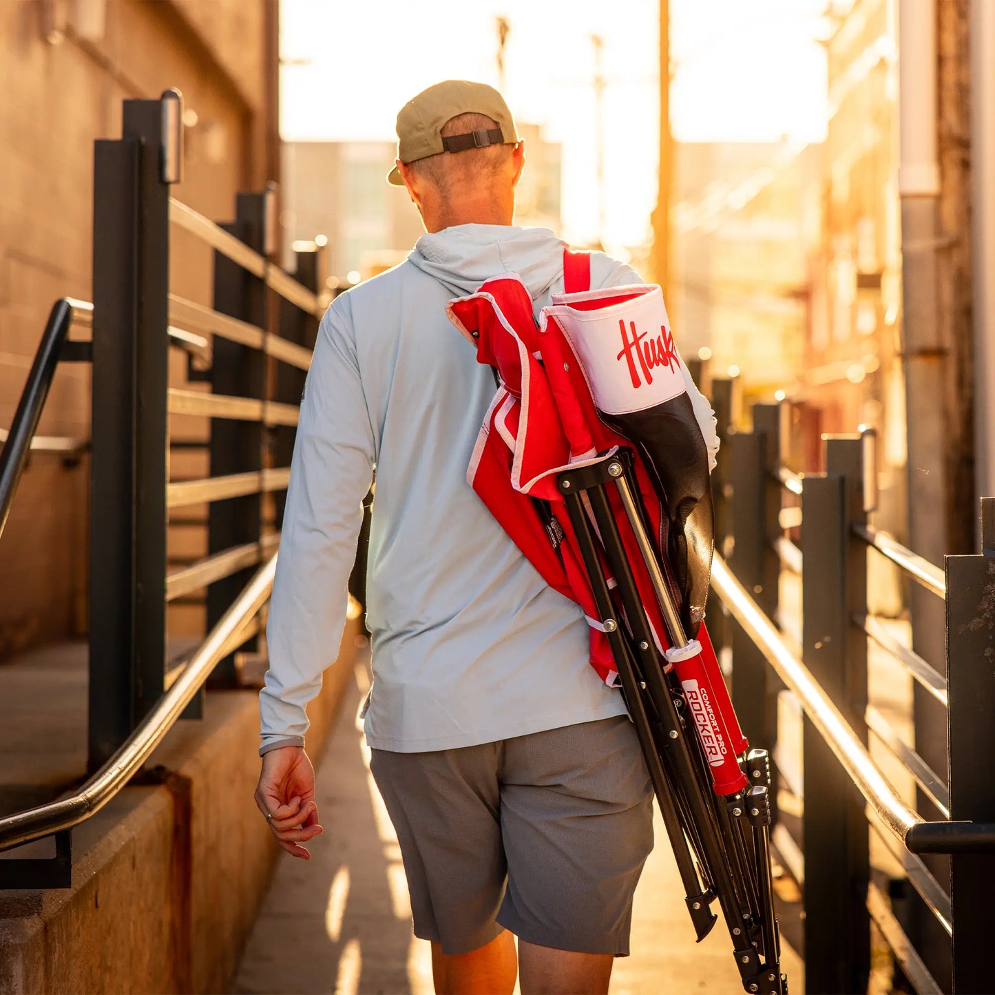 Heavy-Duty Freestyle College Comfort Pro Rocker - Nebraska Cornhuskers - Choice 161 - Freestyle Rocker Portable Outdoor Folding Chair Detail