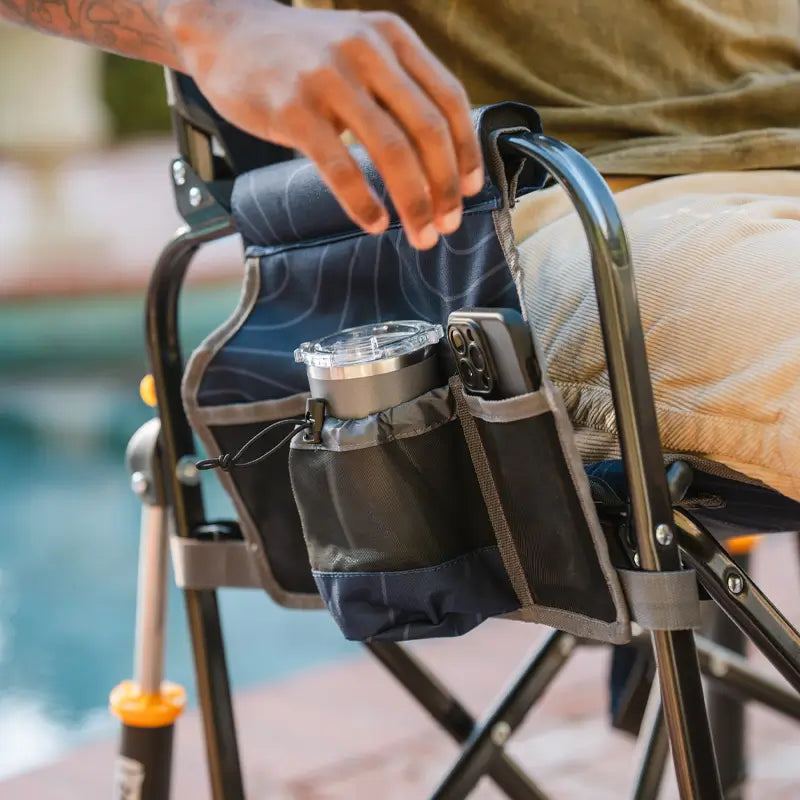 Premium All-Weather Stowaway Rocker - Choice 794 - Heavy-Duty Kickback Rocker with Beverage Holder Detail