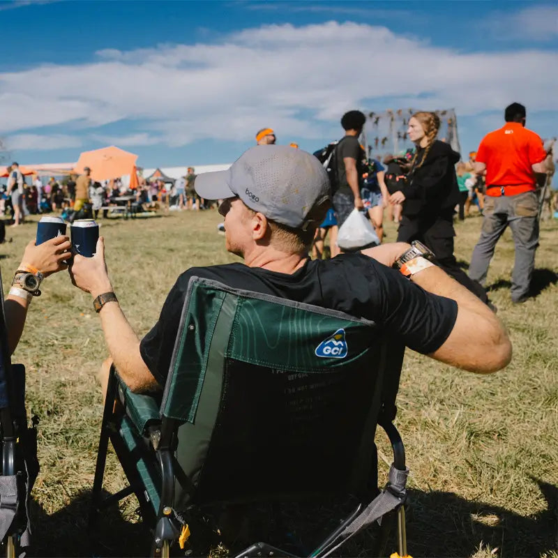 Premium All-Weather Stowaway Rocker - Choice 794 - Heavy-Duty Kickback Rocker with Beverage Holder Detail
