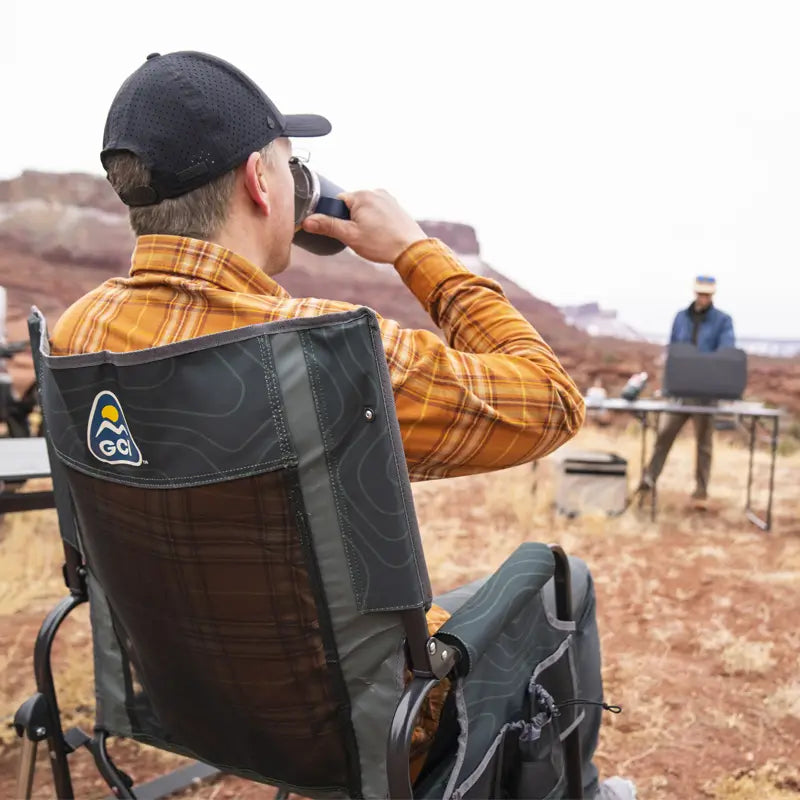 Premium All-Weather Stowaway Rocker - Choice 794 - Heavy-Duty Kickback Rocker with Beverage Holder Detail