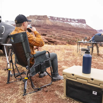 Premium All-Weather Stowaway Rocker - Choice 794 - Heavy-Duty Kickback Rocker with Beverage Holder Detail