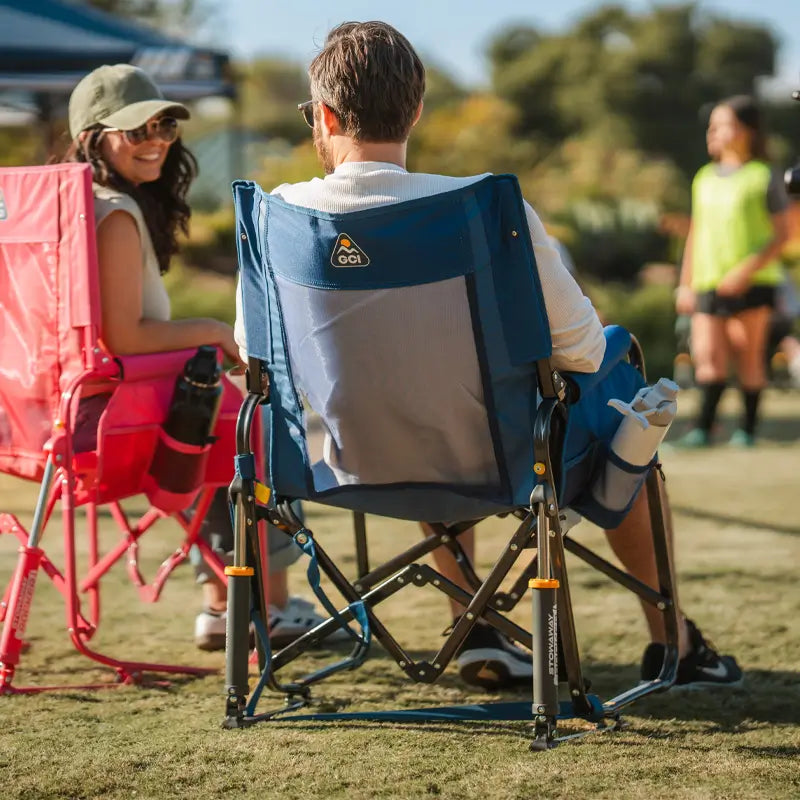 Premium All-Weather Stowaway Rocker - Choice 794 - Heavy-Duty Kickback Rocker with Beverage Holder Detail