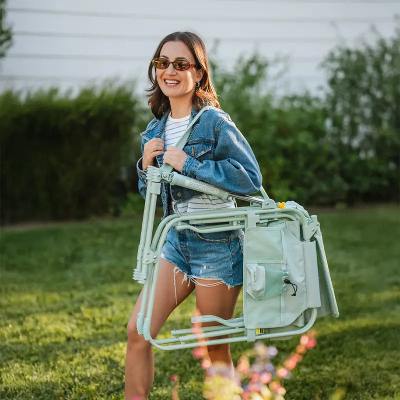 Premium All-Weather Stowaway Rocker - Choice 794 - Heavy-Duty Kickback Rocker with Beverage Holder Detail
