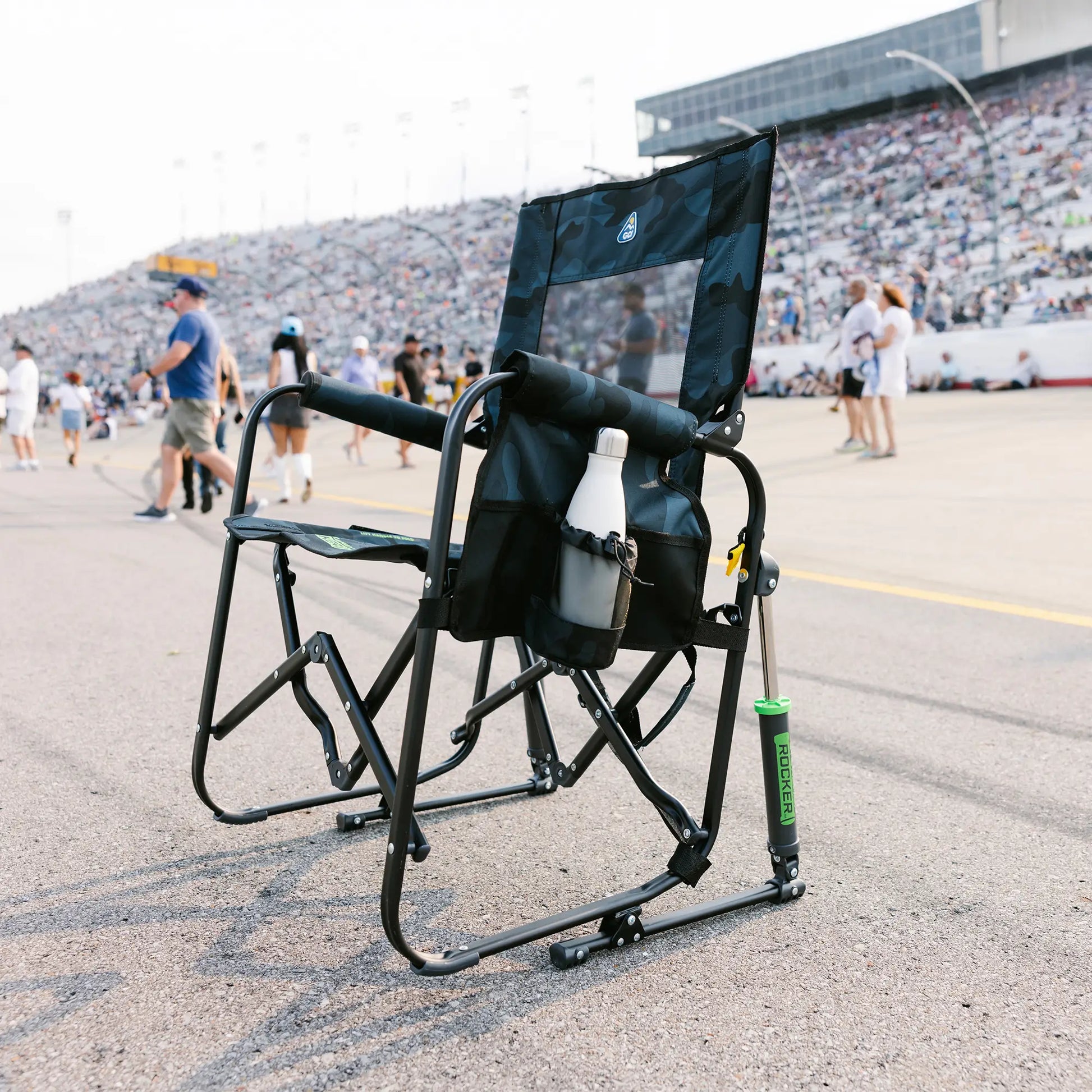 Premium All-Weather Stowaway Rocker - Choice 794 - Heavy-Duty Kickback Rocker with Beverage Holder Detail