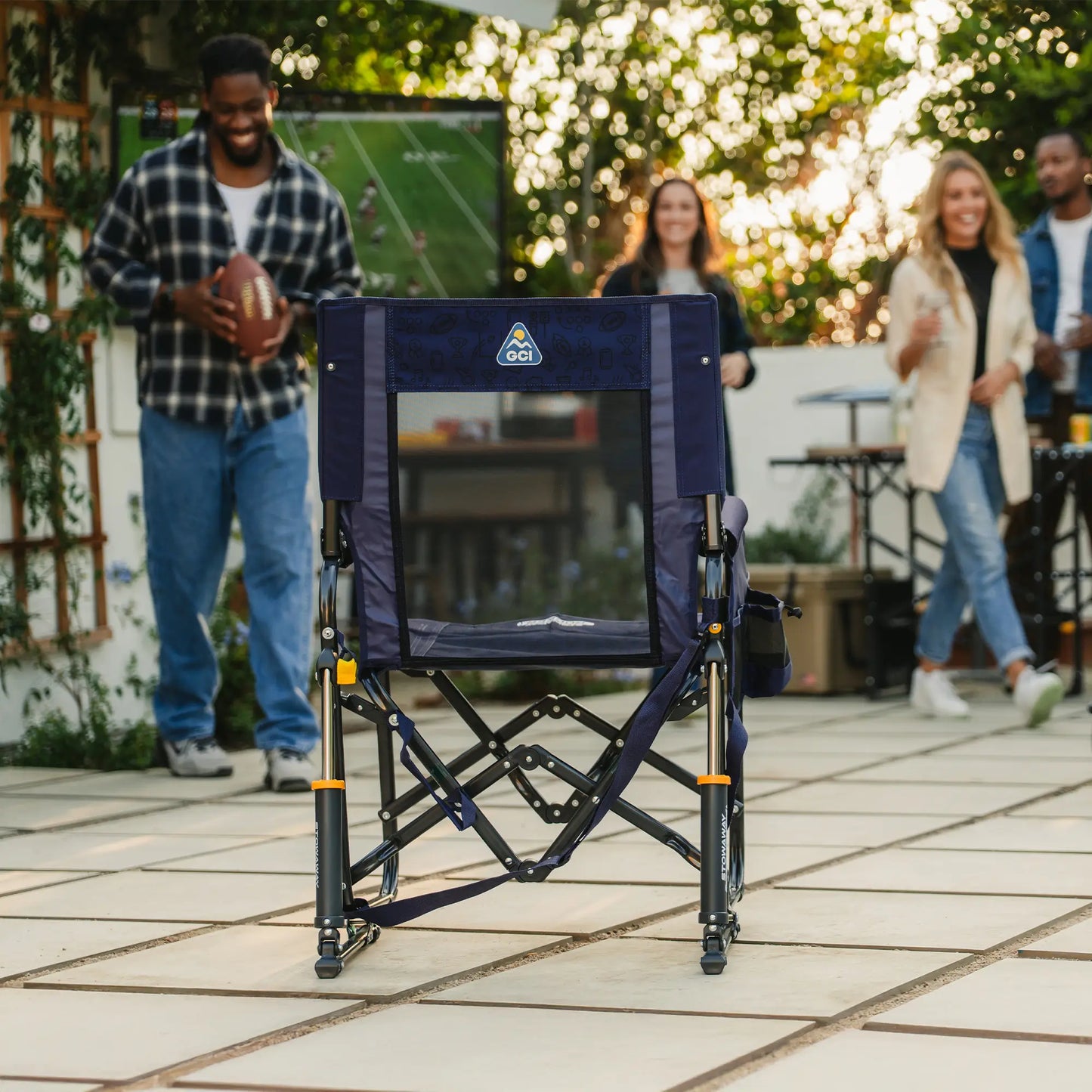 Premium All-Weather Stowaway Rocker - Choice 794 - Heavy-Duty Kickback Rocker with Beverage Holder Detail