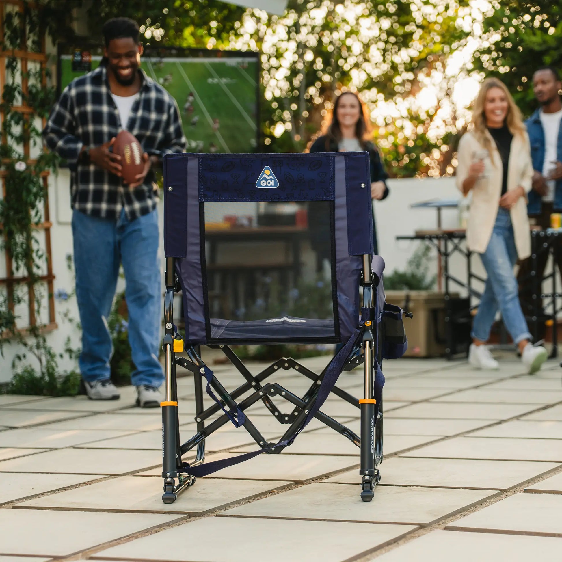 Premium All-Weather Stowaway Rocker - Choice 794 - Heavy-Duty Kickback Rocker with Beverage Holder Detail