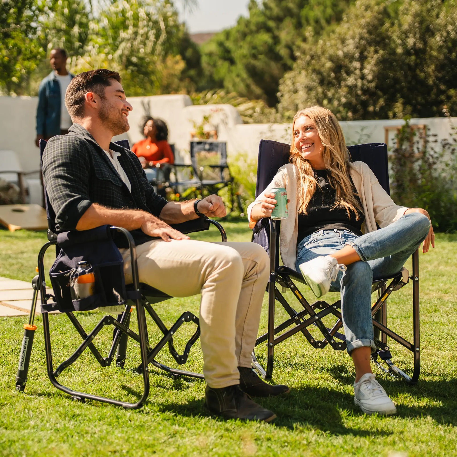 Premium All-Weather Stowaway Rocker - Choice 794 - Heavy-Duty Kickback Rocker with Beverage Holder Detail