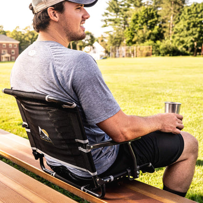 Ergonomic Back-Support Big Comfort Stadium Chair with Armrests - Choice 465 - Lightweight Folding Bleacher Chair with Cushioning Detail