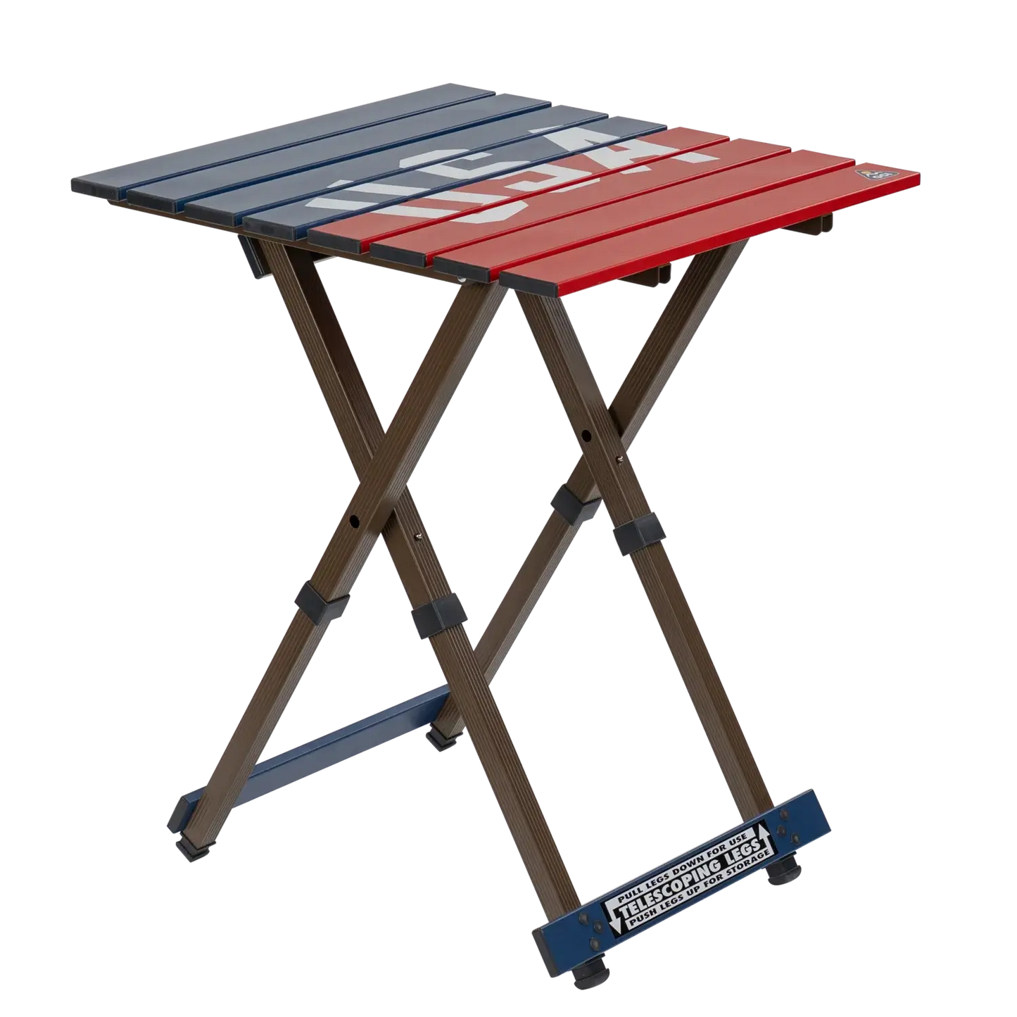 Heavy-Duty Grilling Compact Camp Table 20 - USA Anniversary Deluxe - Choice 757 - Slim-Fold Outdoor Cook Station with Storage Shelves - Default Title