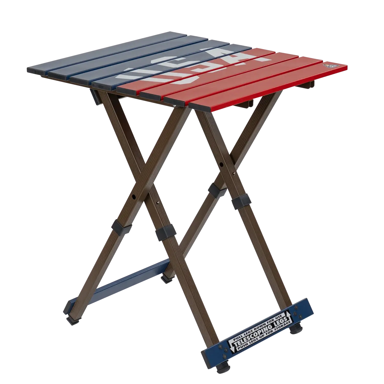 Heavy-Duty Grilling Compact Camp Table 20 - USA Anniversary Deluxe - Choice 757 - Slim-Fold Outdoor Cook Station with Storage Shelves - Default Title