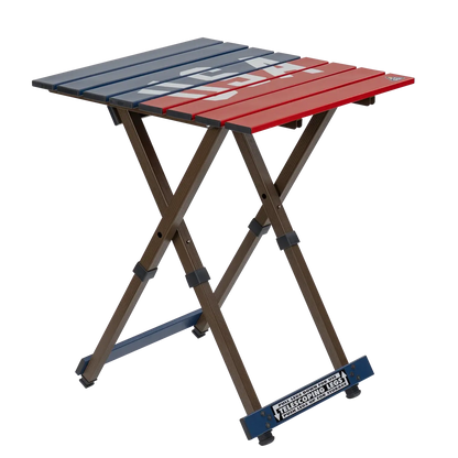 Heavy-Duty Grilling Compact Camp Table 20 - USA Anniversary Deluxe - Choice 757 - Slim-Fold Outdoor Cook Station with Storage Shelves - Default Title