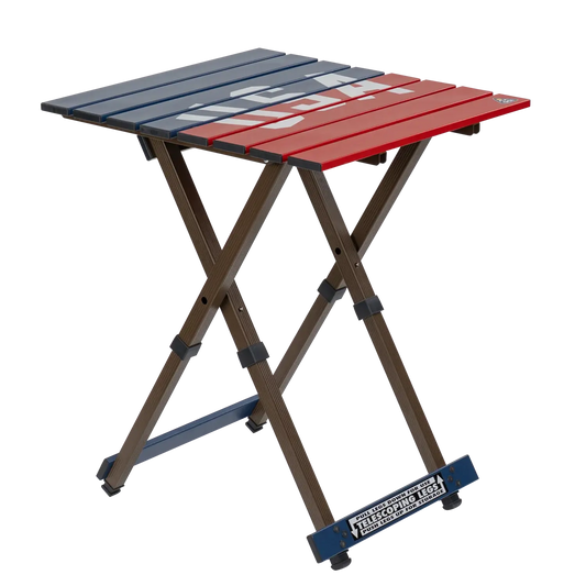 Heavy-Duty Grilling Compact Camp Table 20 - USA Anniversary Deluxe - Choice 757 - Slim-Fold Outdoor Cook Station with Storage Shelves - Default Title
