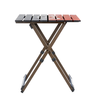 Heavy-Duty Grilling Compact Camp Table 20 - USA Anniversary Deluxe - Choice 757 - Slim-Fold Outdoor Cook Station with Storage Shelves Detail