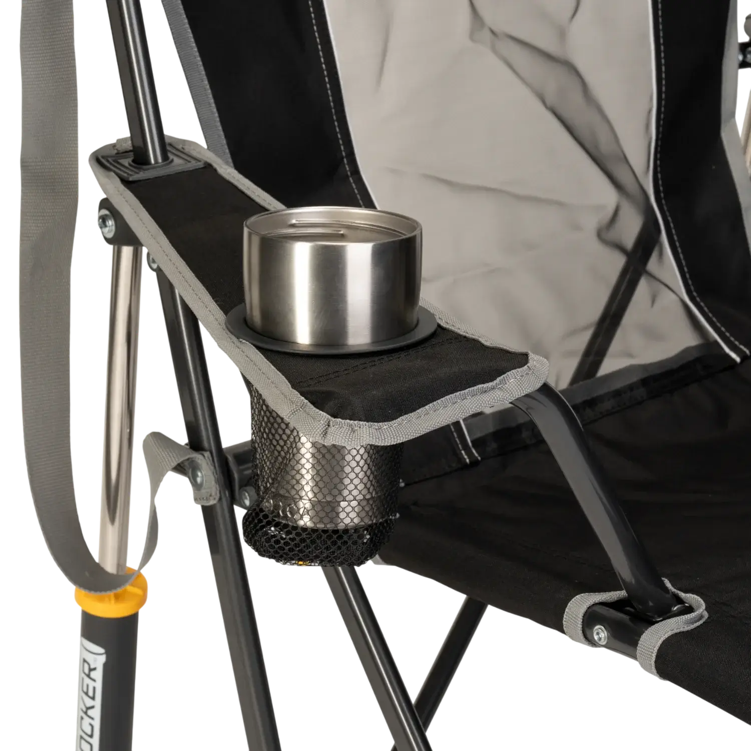 Premium All-Weather Comfort Pro Rocker - Choice 375 - Heavy-Duty Kickback Rocker with Beverage Holder Detail