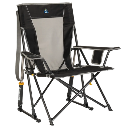 Premium All-Weather Comfort Pro Rocker - Choice 375 - Heavy-Duty Kickback Rocker with Beverage Holder - Black