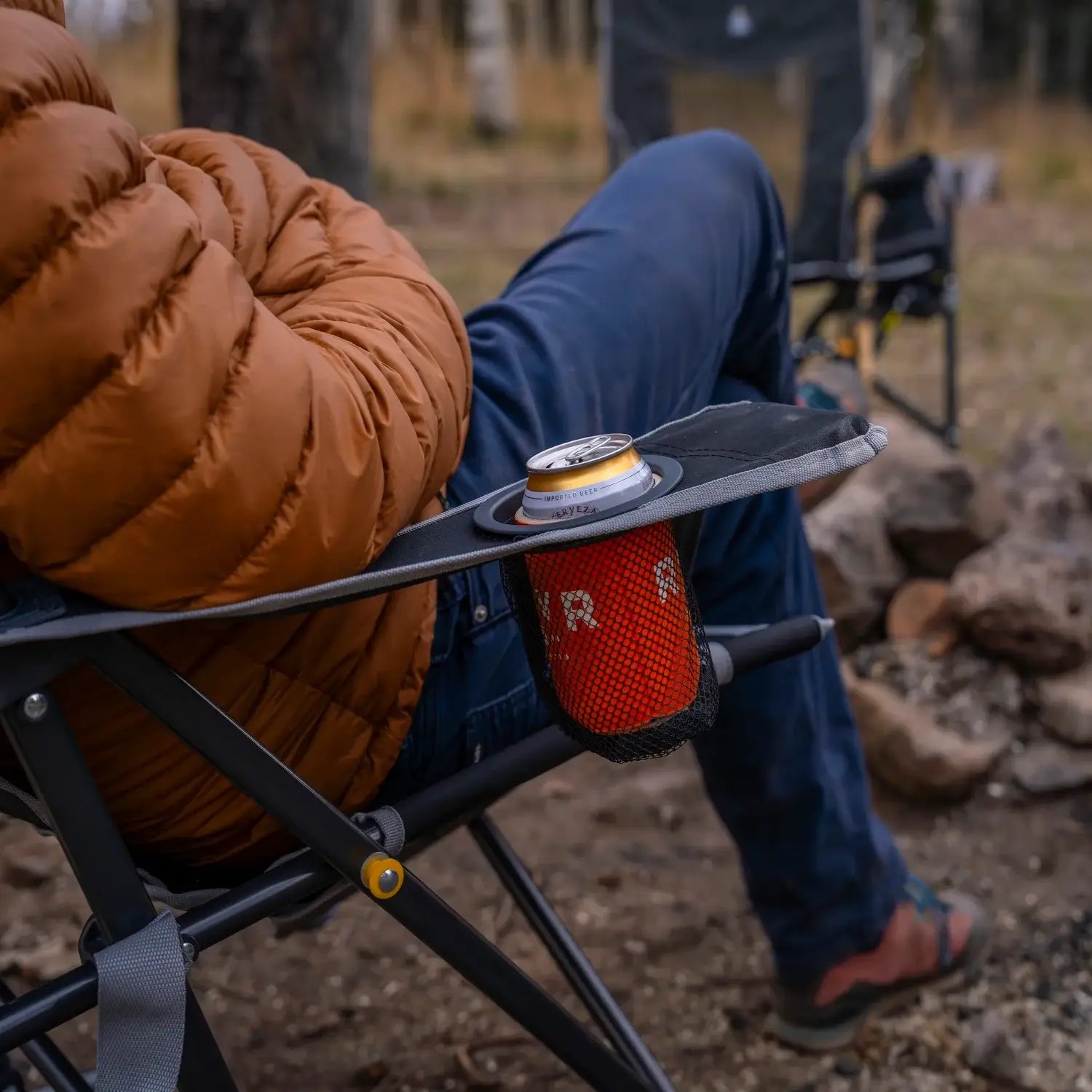 Premium All-Weather Comfort Pro Rocker - Choice 375 - Heavy-Duty Kickback Rocker with Beverage Holder Detail