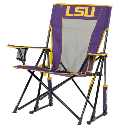 Smooth Motion College Comfort Pro Rocker - LSU Tigers - Choice 880 - Patented Spring-Action Rocking Chair for Camping Detail