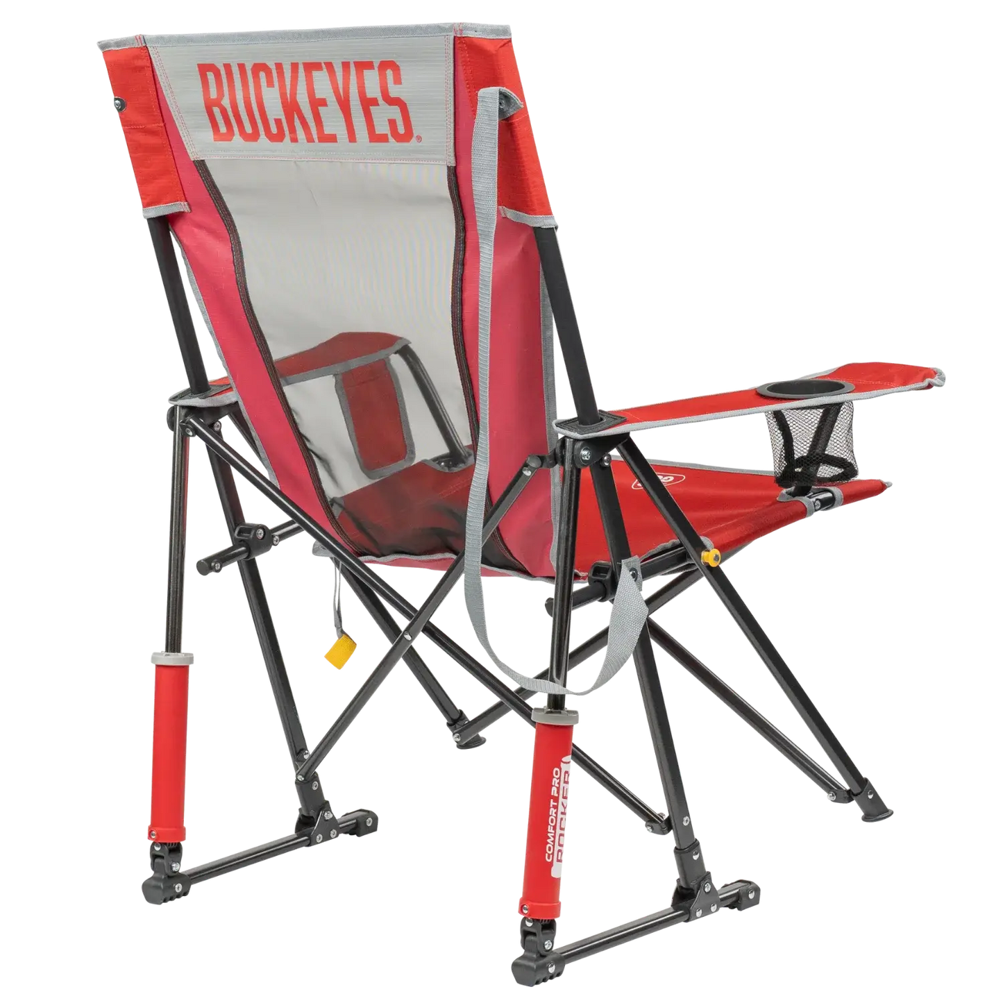 Patented Spring-Action College Comfort Pro Rocker - Ohio State Buckeyes - Choice 676 - Freestyle Rocker Portable Outdoor Folding Chair Detail