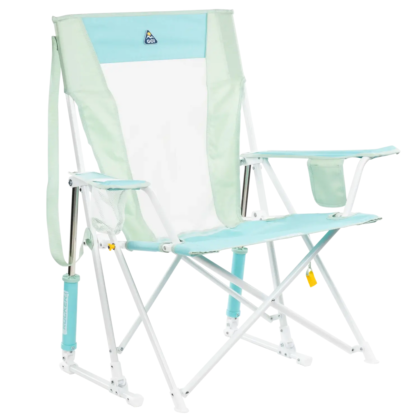 Premium All-Weather Comfort Pro Rocker - Choice 375 - Heavy-Duty Kickback Rocker with Beverage Holder - Pastel Green