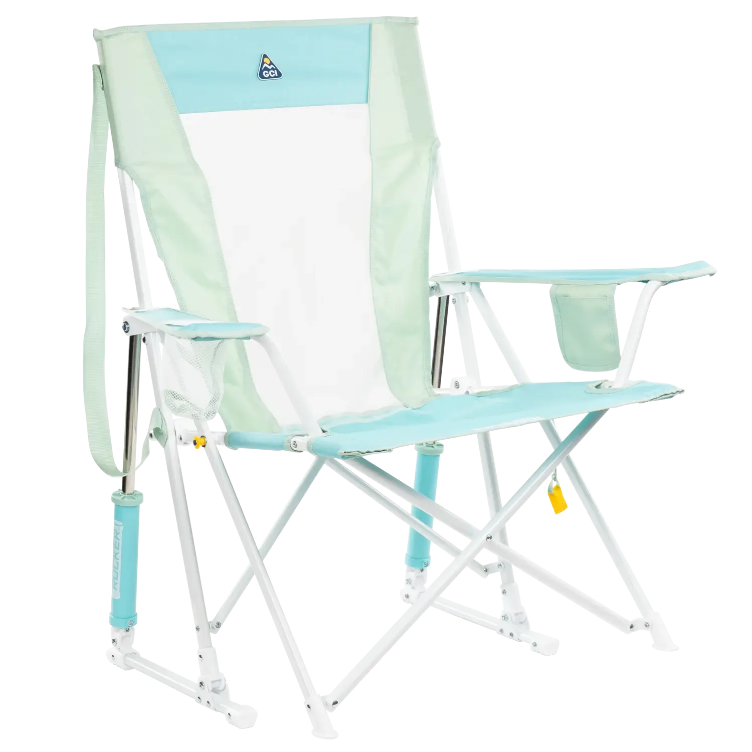 Premium All-Weather Comfort Pro Rocker - Choice 375 - Heavy-Duty Kickback Rocker with Beverage Holder - Pastel Green