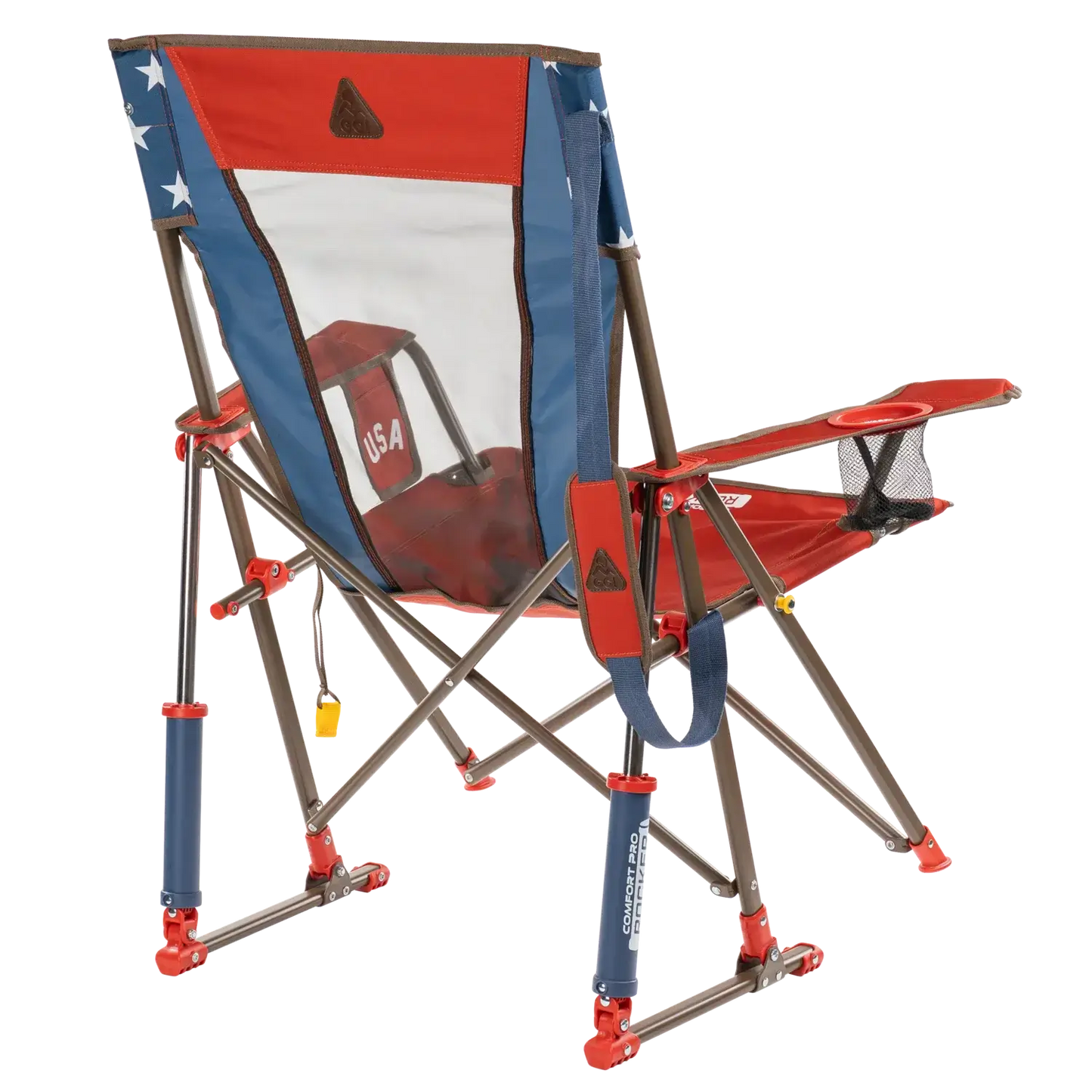 Heavy-Duty Freestyle Comfort Pro Rocker - USA Anniversary Deluxe - Choice 424 - Heavy-Duty Kickback Rocker with Beverage Holder Detail