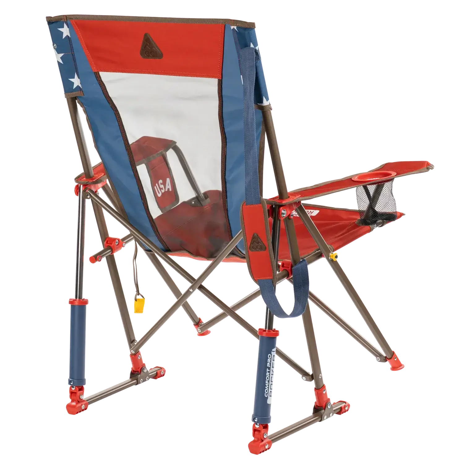 Heavy-Duty Freestyle Comfort Pro Rocker - USA Anniversary Deluxe - Choice 424 - Heavy-Duty Kickback Rocker with Beverage Holder Detail