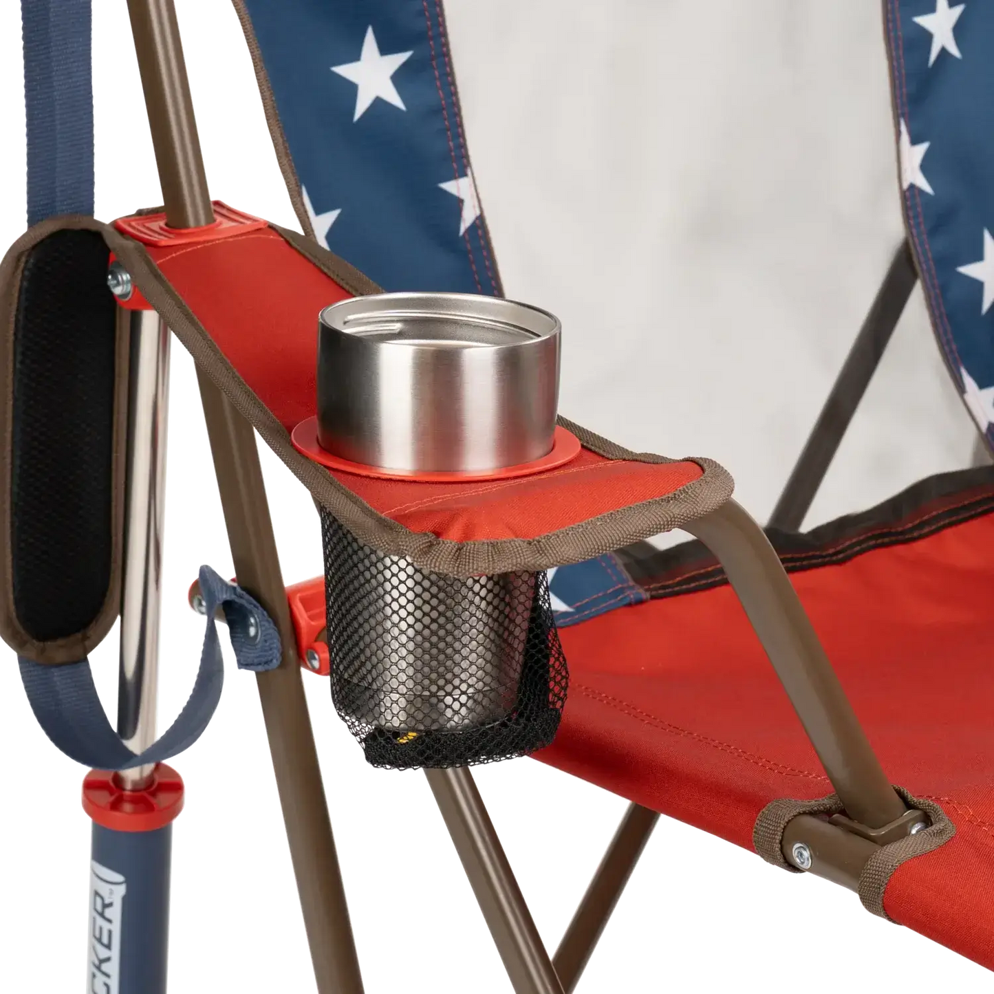Heavy-Duty Freestyle Comfort Pro Rocker - USA Anniversary Deluxe - Choice 424 - Heavy-Duty Kickback Rocker with Beverage Holder Detail