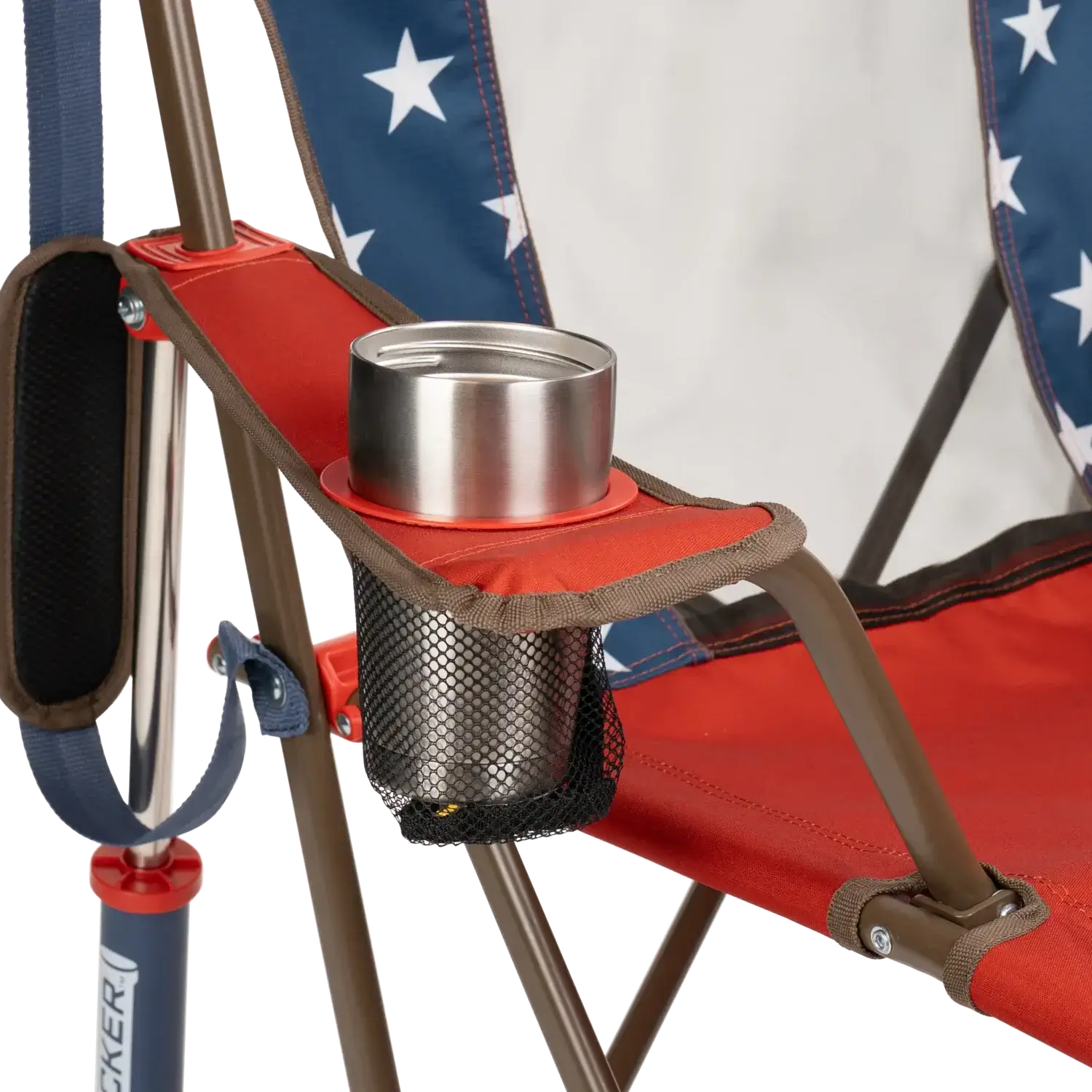 Heavy-Duty Freestyle Comfort Pro Rocker - USA Anniversary Deluxe - Choice 424 - Heavy-Duty Kickback Rocker with Beverage Holder Detail