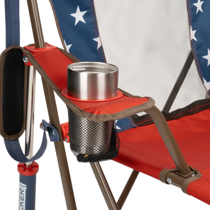 Heavy-Duty Freestyle Comfort Pro Rocker - USA Anniversary Deluxe - Choice 424 - Heavy-Duty Kickback Rocker with Beverage Holder Detail