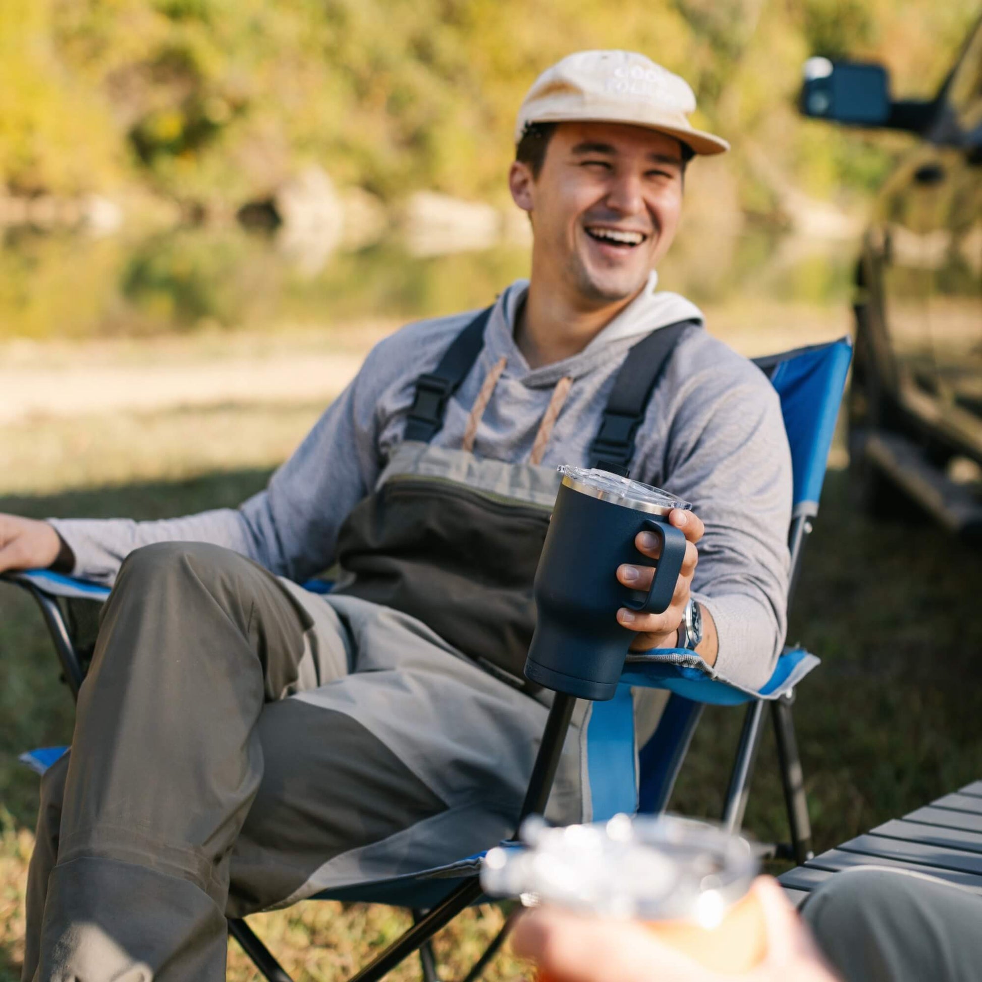 Telescoping Frame Comfort Quad Chair - Choice 989 - Pico Compact Folding Camp Chair with Carry Bag Detail