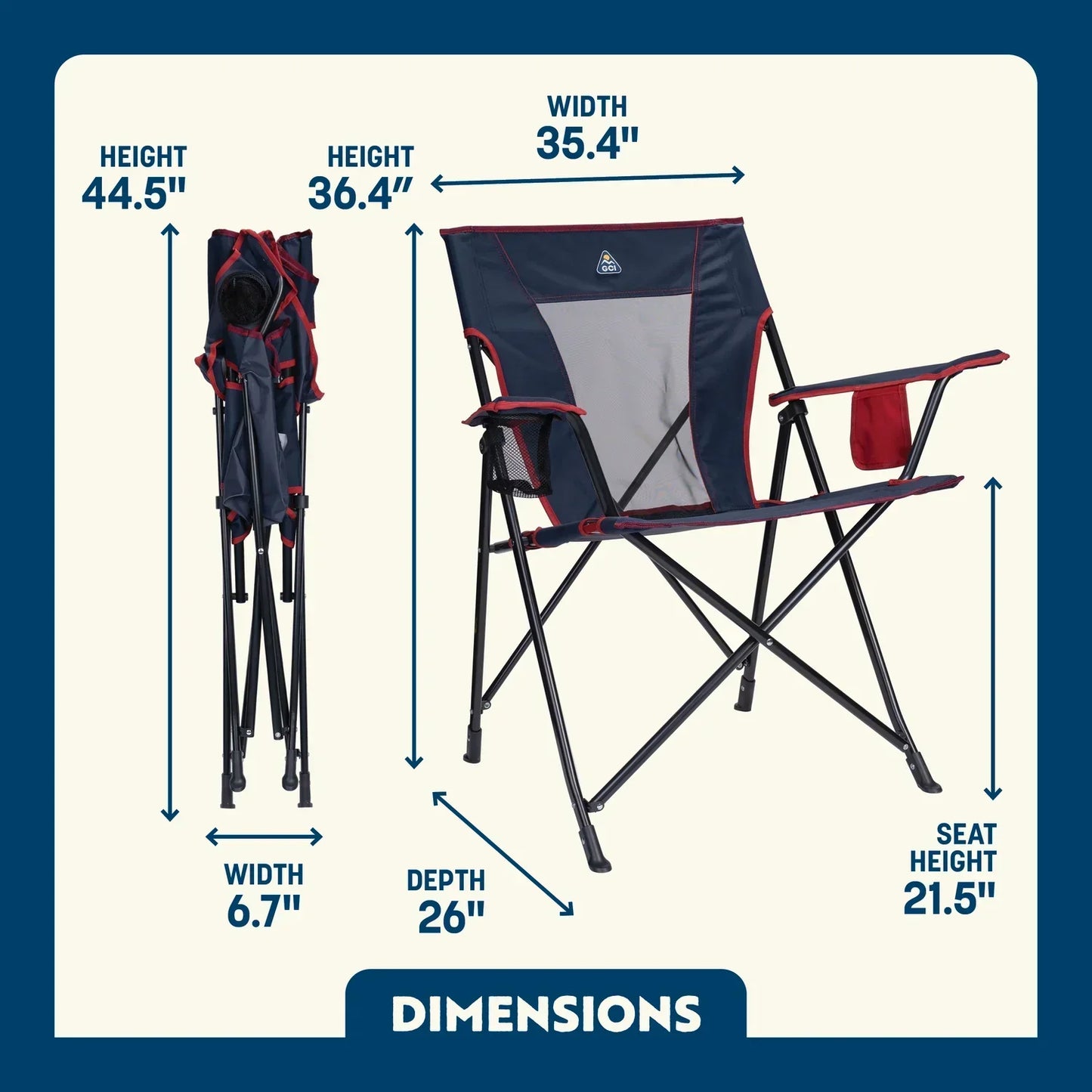 Telescoping Frame Comfort Quad Chair - Choice 989 - Pico Compact Folding Camp Chair with Carry Bag Detail